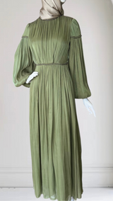 Habiba / Shimmer Silk Dress Olive
