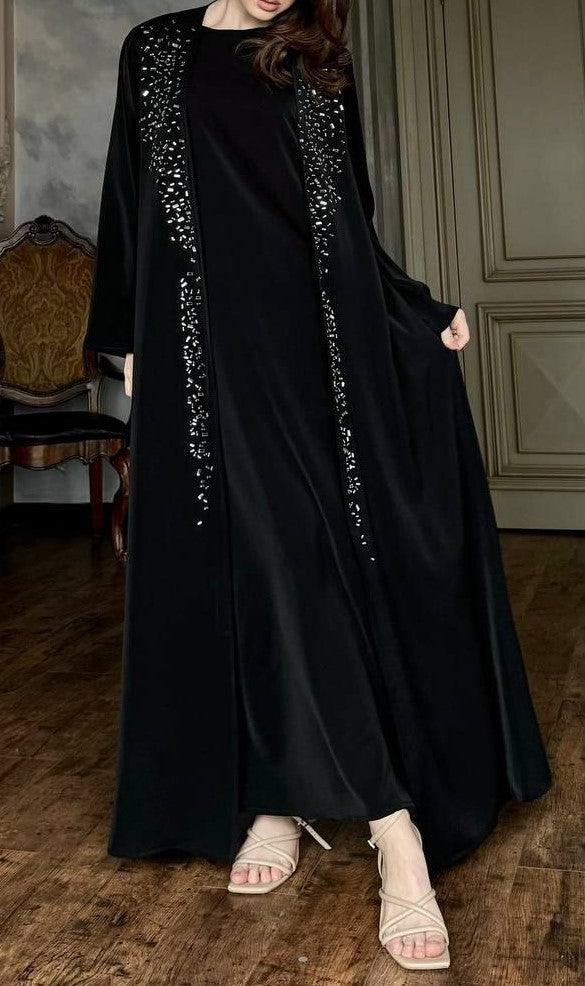 Adorned Abaya Set (Black)