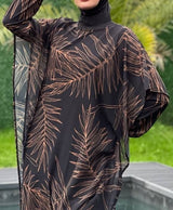 Abstract Print Burkini w Kimono (Black)