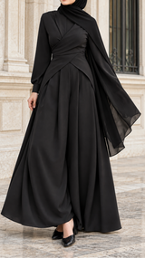 Black Drape Tunic Set