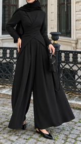Black Drape Tunic Set