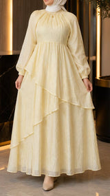 Butter Yellow Cascade Dress