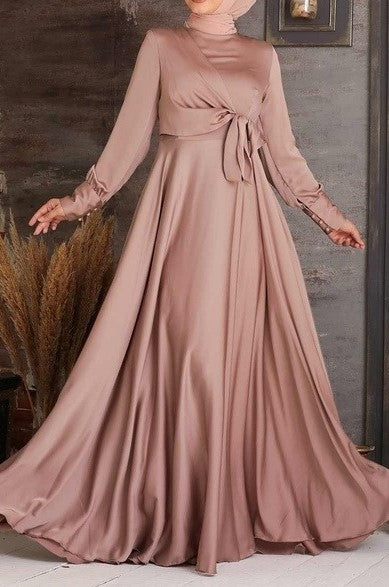 Satin Side-Tie Gown (Champagne)