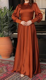 Satin Silk Dress (Chestnut)
