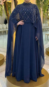 Midnight Starlight Cape Dress