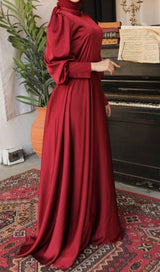 Satin Silk Dress (Crimson)