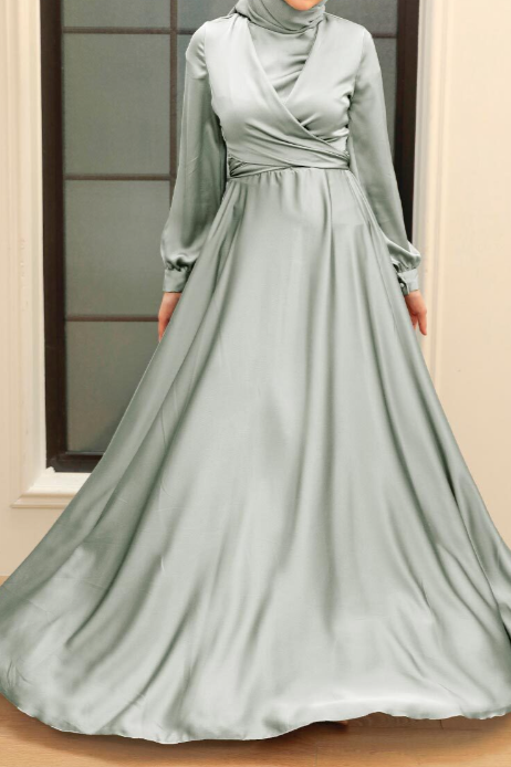 Gray silk shop gown