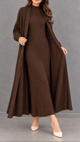 Long Shrug Knit Set-Mocha