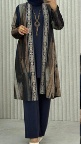 Casual Shrug Set-Midnight Blue (Plus Sizes)