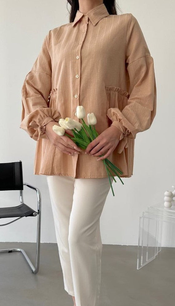 Button Front Tunic (Nude)