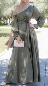 Olive Luxe Satin Dress