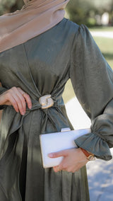 Olive Luxe Satin Dress