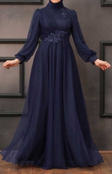 Navy blue shop reception dress