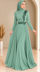 Celeste Chiffon Party Dress (Teal)