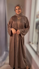 Dark Taupe Sparkle Abaya Set-UAE