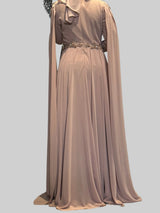 Chic Chiffon Party Dress (Tan)