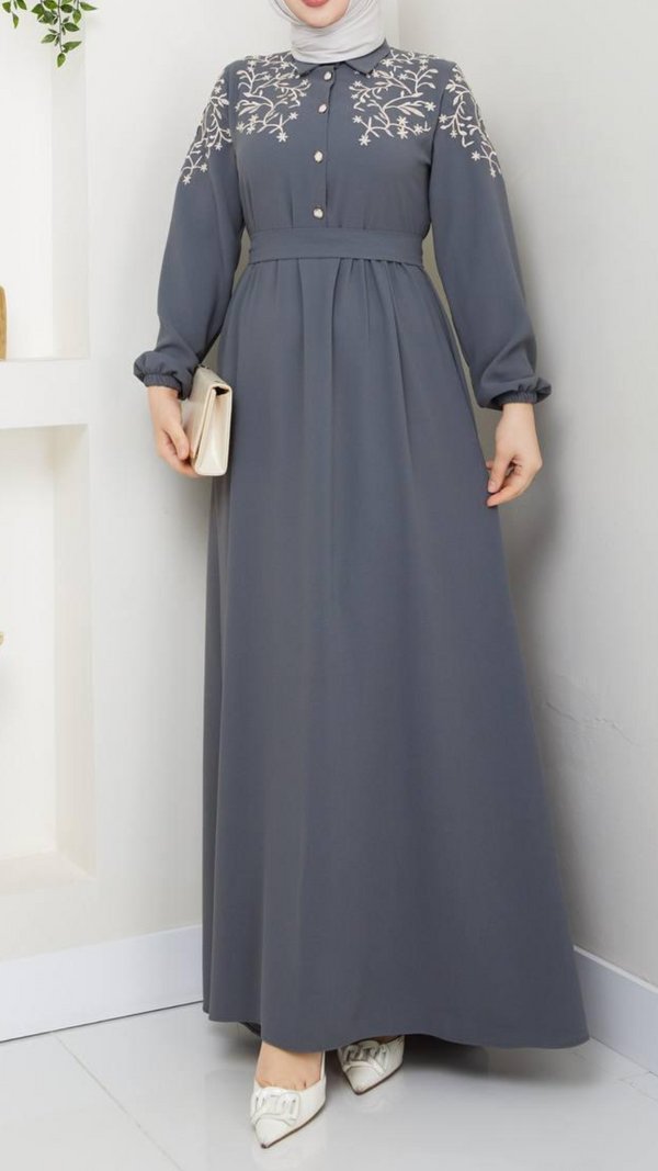 Elegant Embroidered Maxi (Smokey Grey)