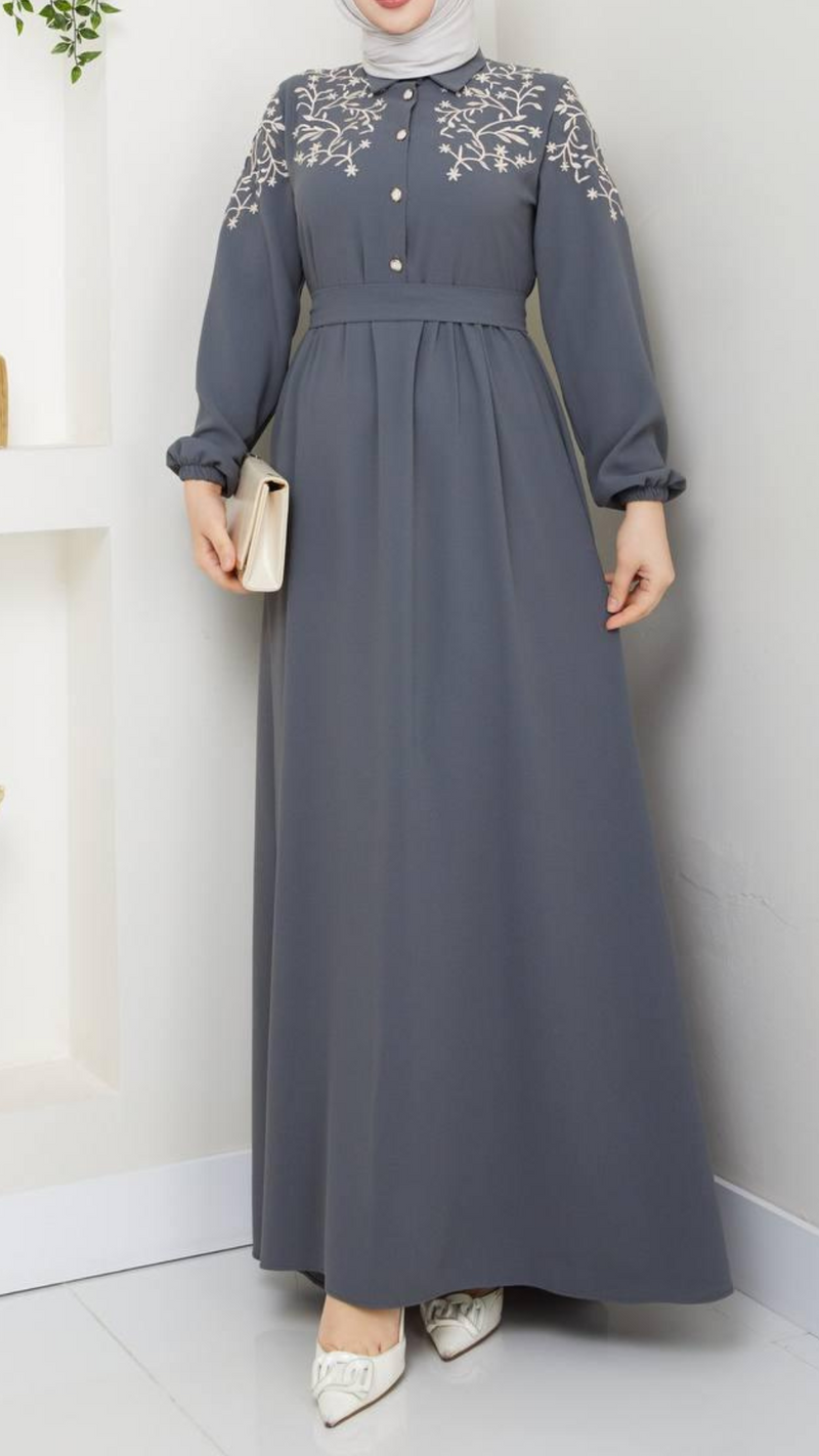 Elegant Embroidered Maxi (Smokey Grey)