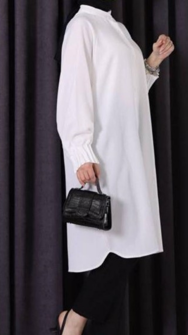 Long Button Front Tunic (White)