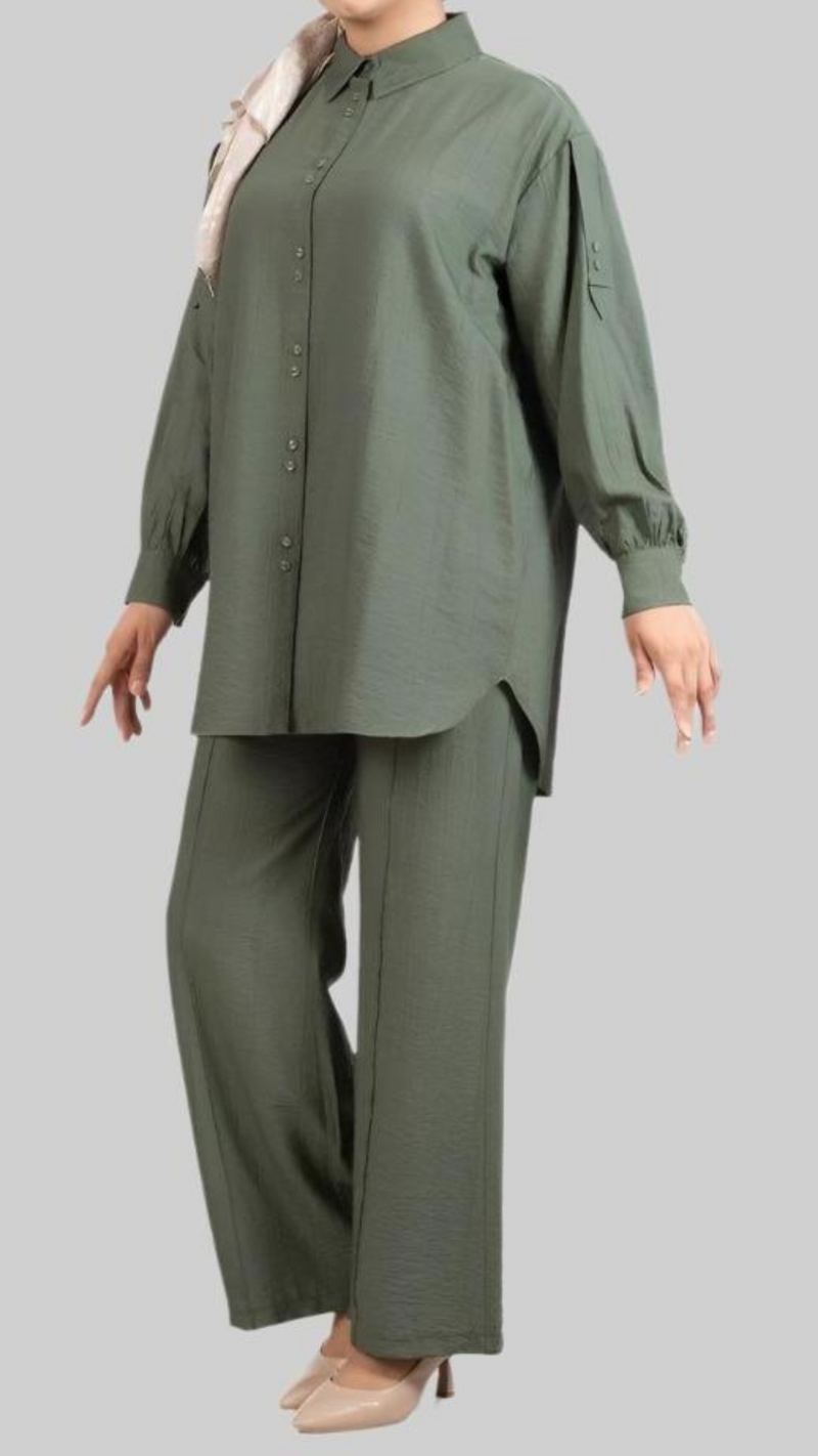 Casual Tunic & Pants Set (Olive)