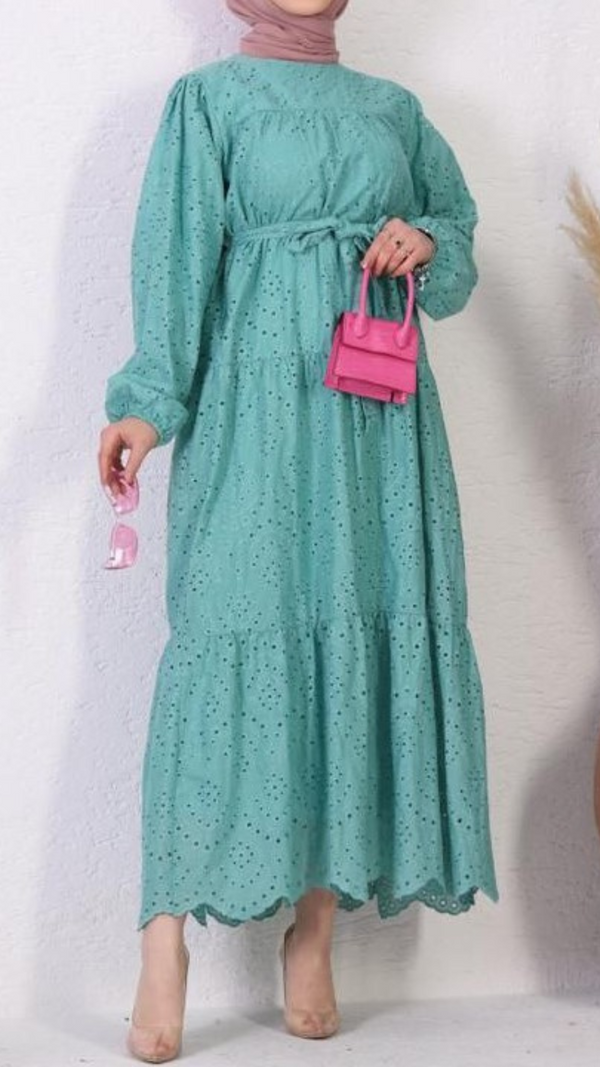 Cotton Eyelet Maxi (Aqua)