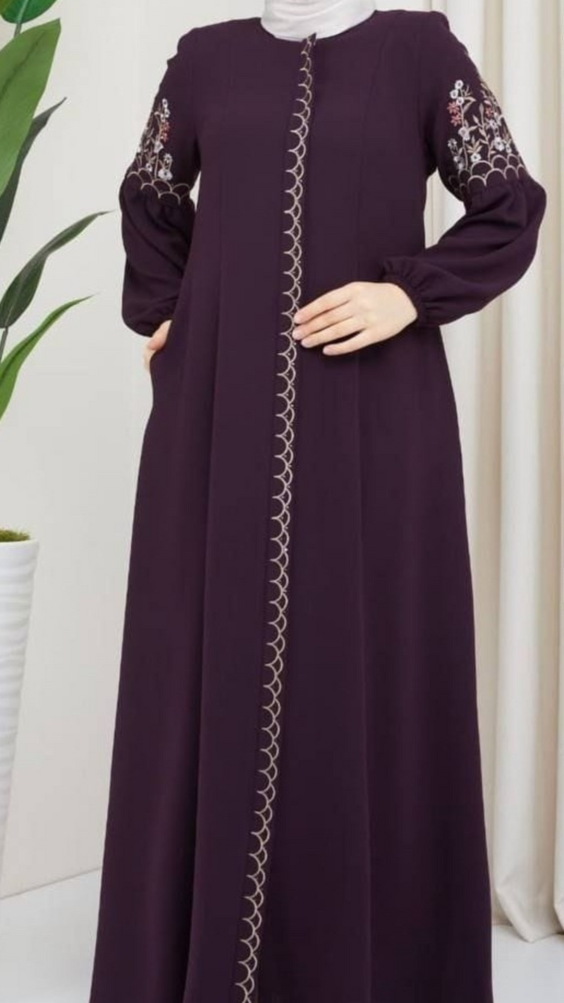 Embroidery Abaya (Plum)