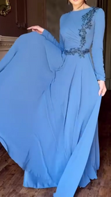 Celeste Chiffon Party Dress (Cerulean Blue)