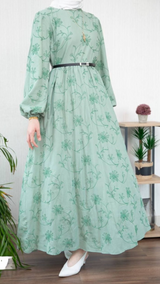 Cotton Embroidery Dress / Teal