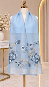 Magnolia Floral Embroidery Party Scarf