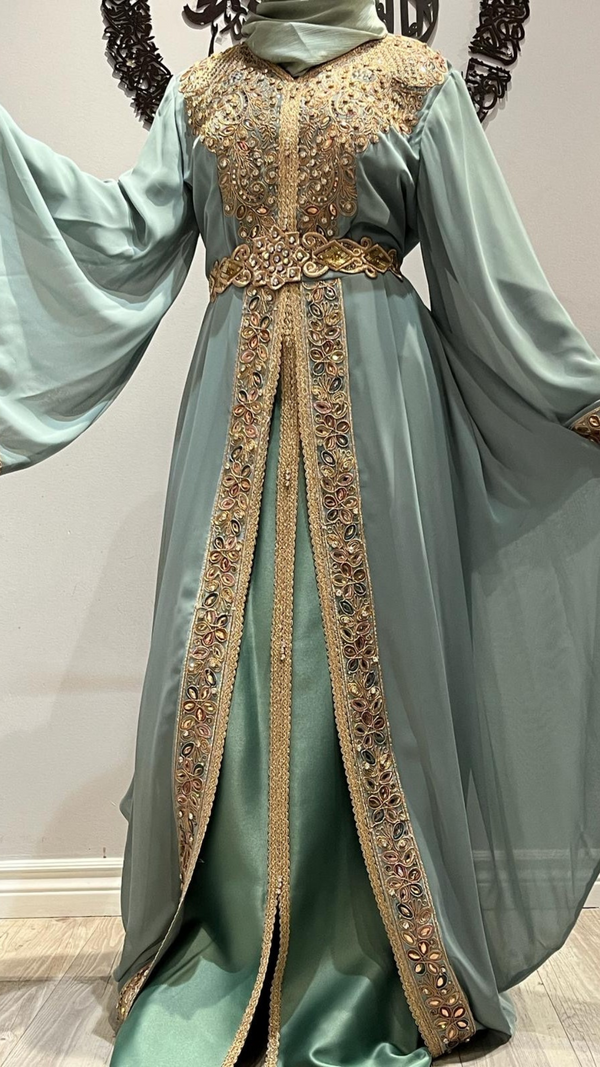 Mint /Gold Turkish Kaftan