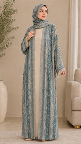 Serene Teal Pashmina Abaya-UAE