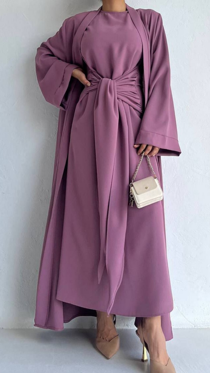 Chic Tie Abaya Set (Lavender)