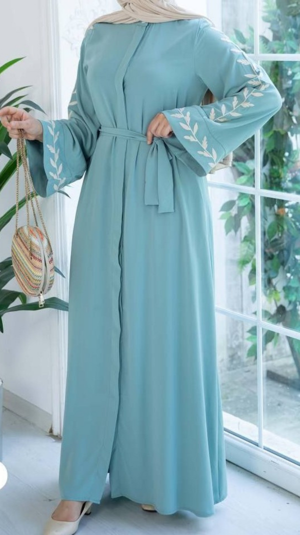 Teal Embroidery Maxi Abaya