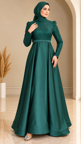 Satin Sequin Party Dress (Emerald)