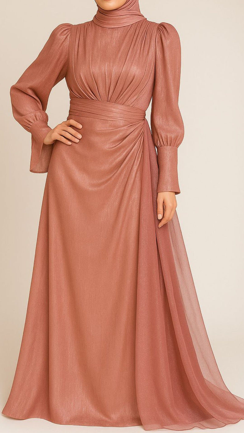 Mehrma /Rouge-Shimmer Silk Dress