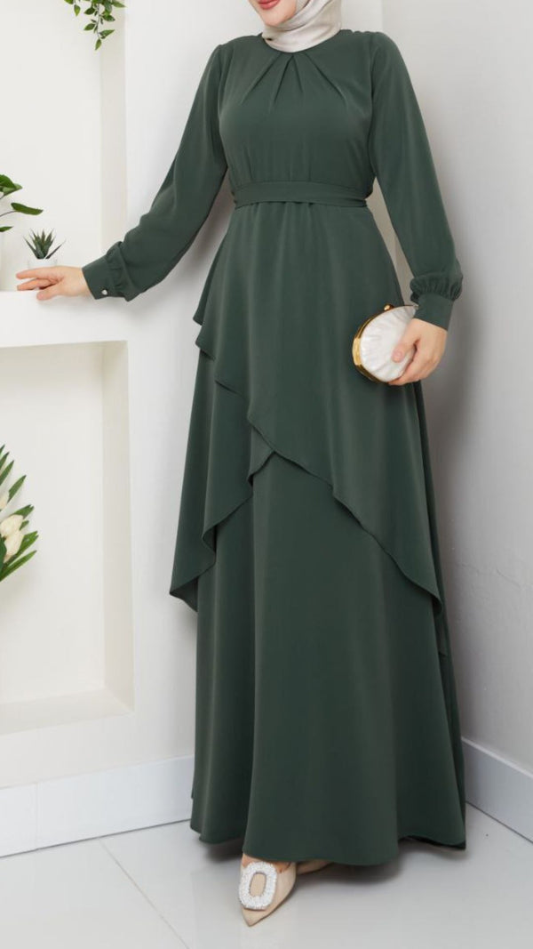 Trendy Layered Maxi (Olive)