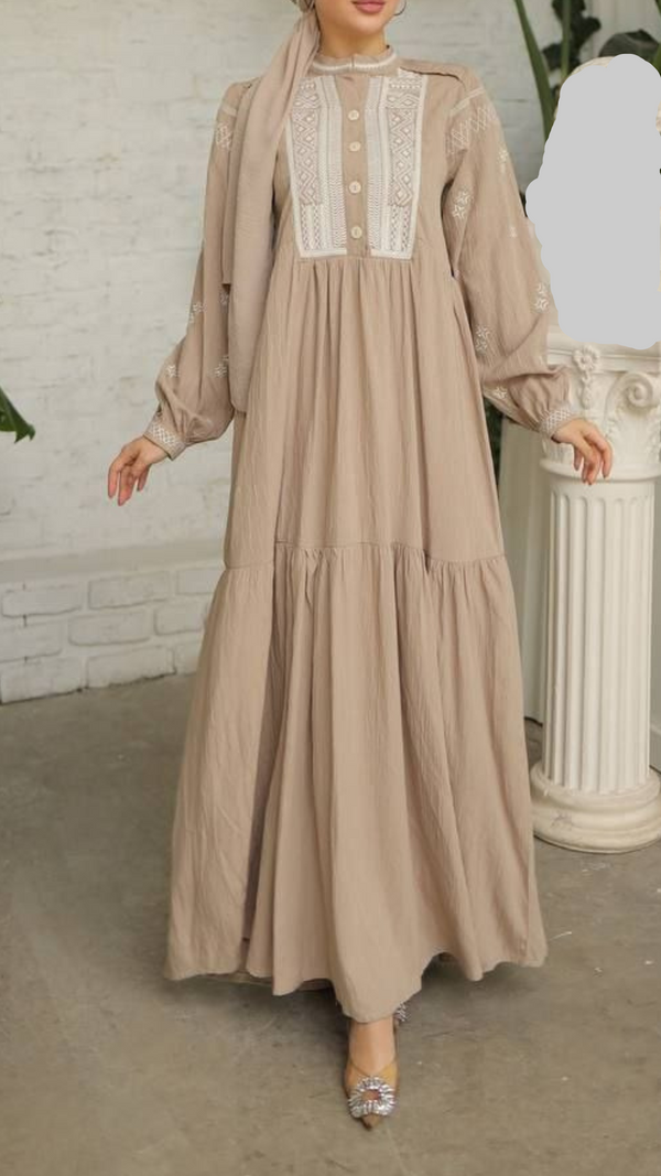 Cotton Embroidery Maxi (Taupe)