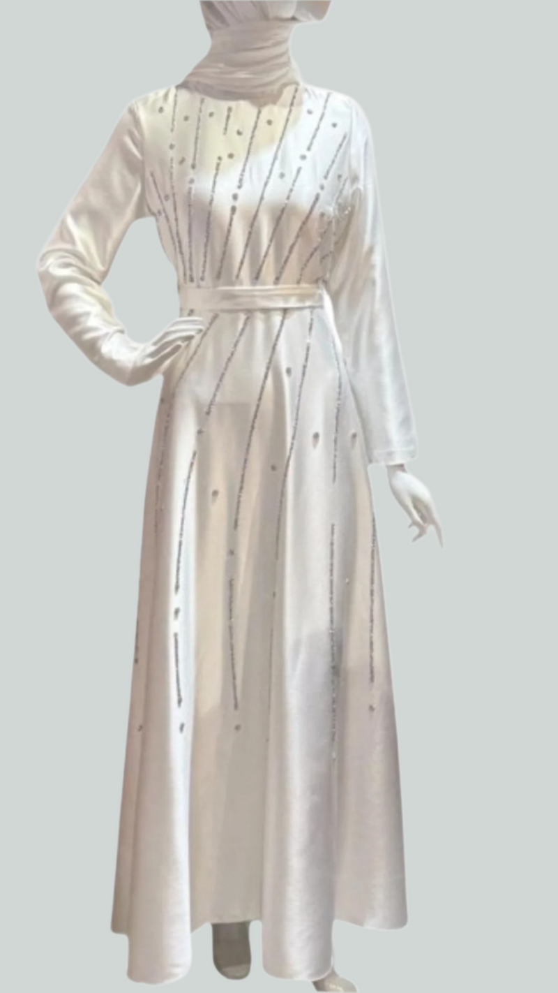 Elegant Satin Party Gown (Lulu White)