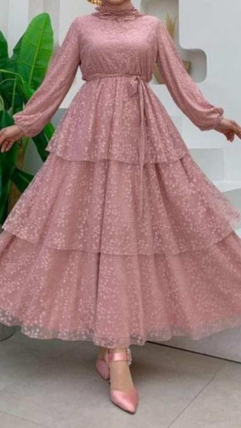 Dusky Pink Lace Dress