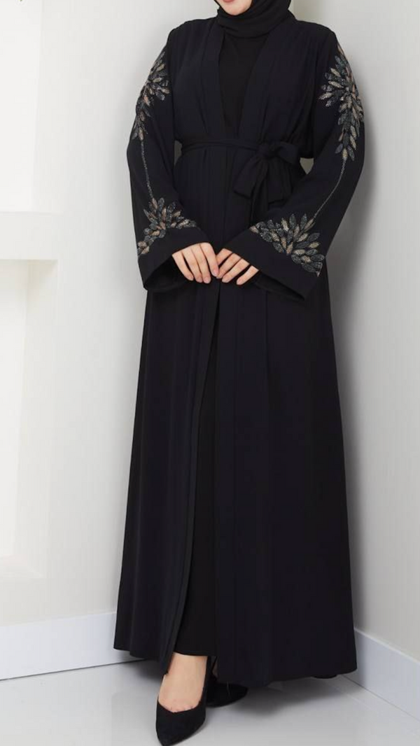 Black/Crystal Abaya Set