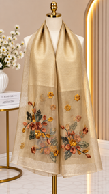 Pearl-Centered Aster Embroidery Party Scarf