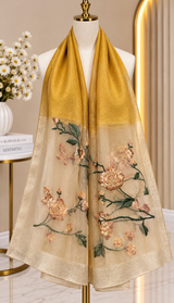 Vine Embroidery Party Scarf