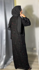 Noir Bloom Abaya Set-UAE