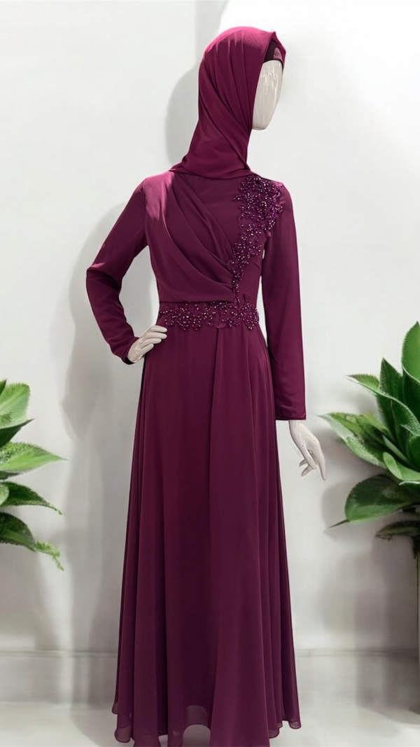 Celeste Chiffon Party Dress (Magenta)