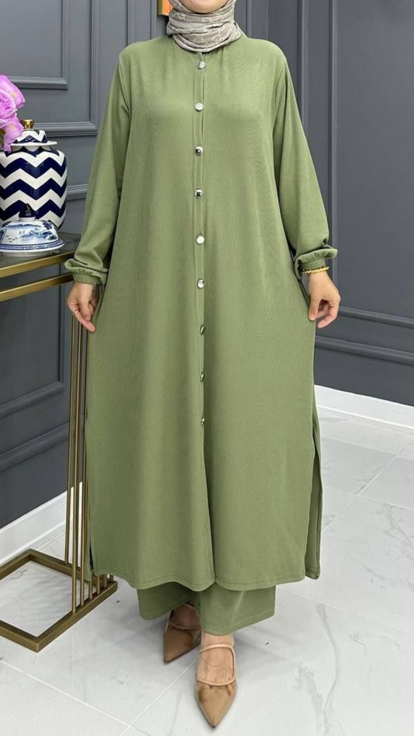 Sage Long Tunic Set