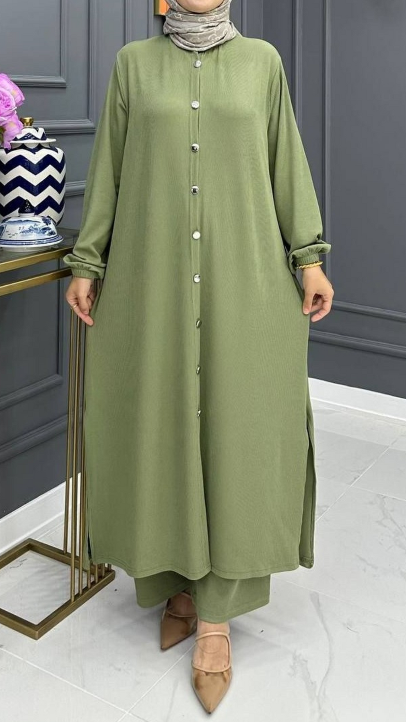 Sage Long Tunic Set