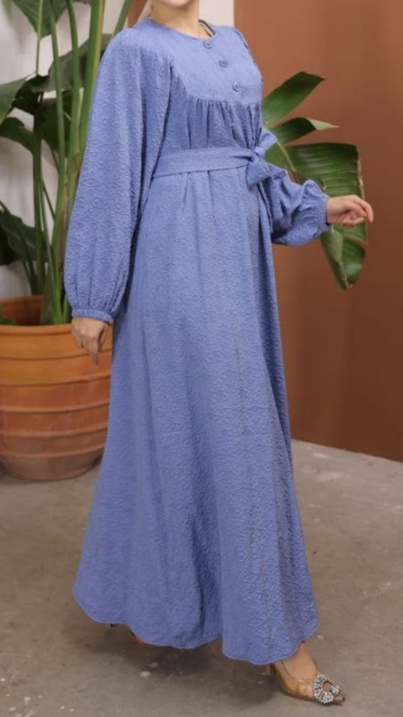 Embossed Cotton Maxi (Dusky Blue)