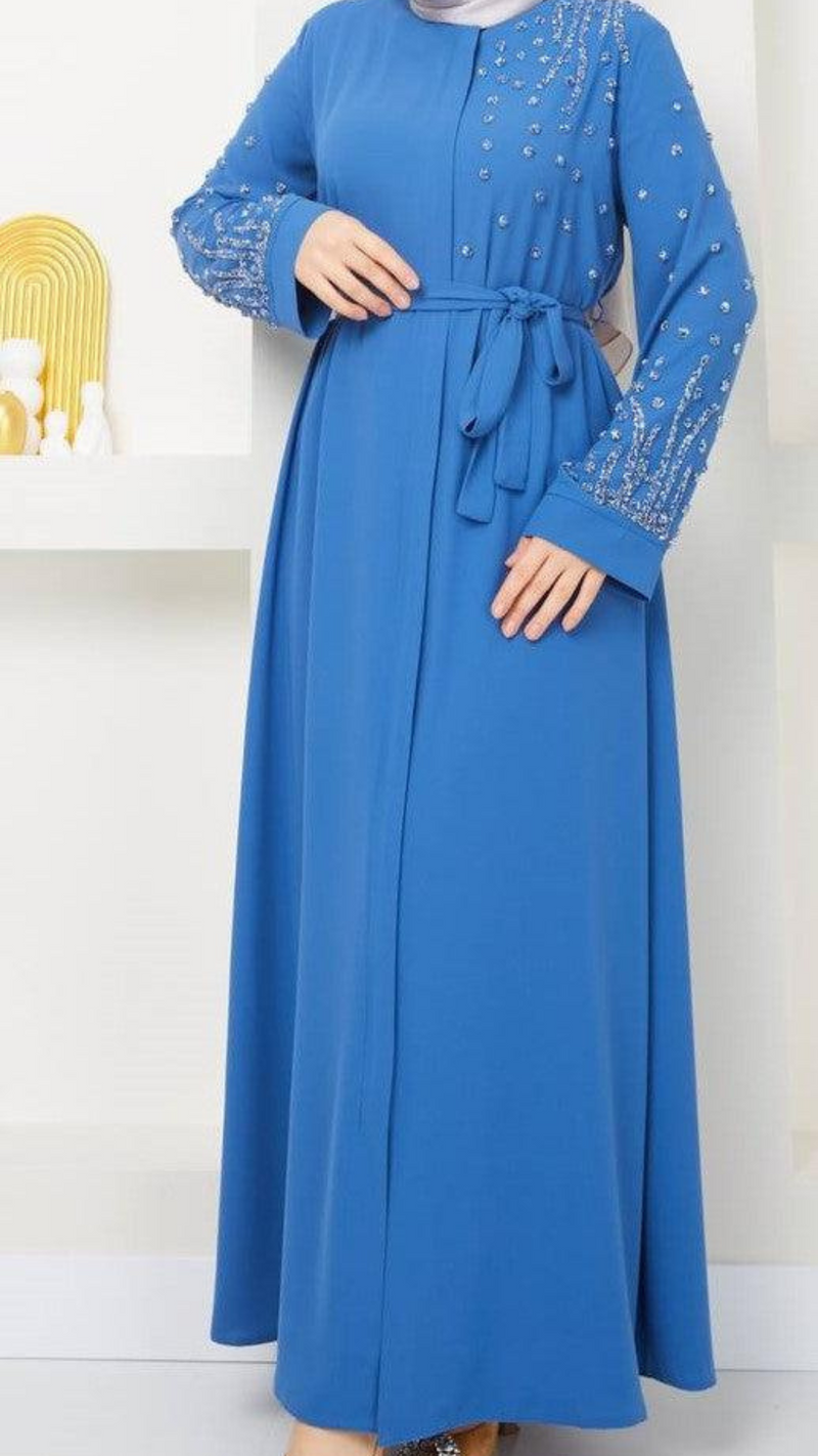 Chic Ornate Abaya (Blue)