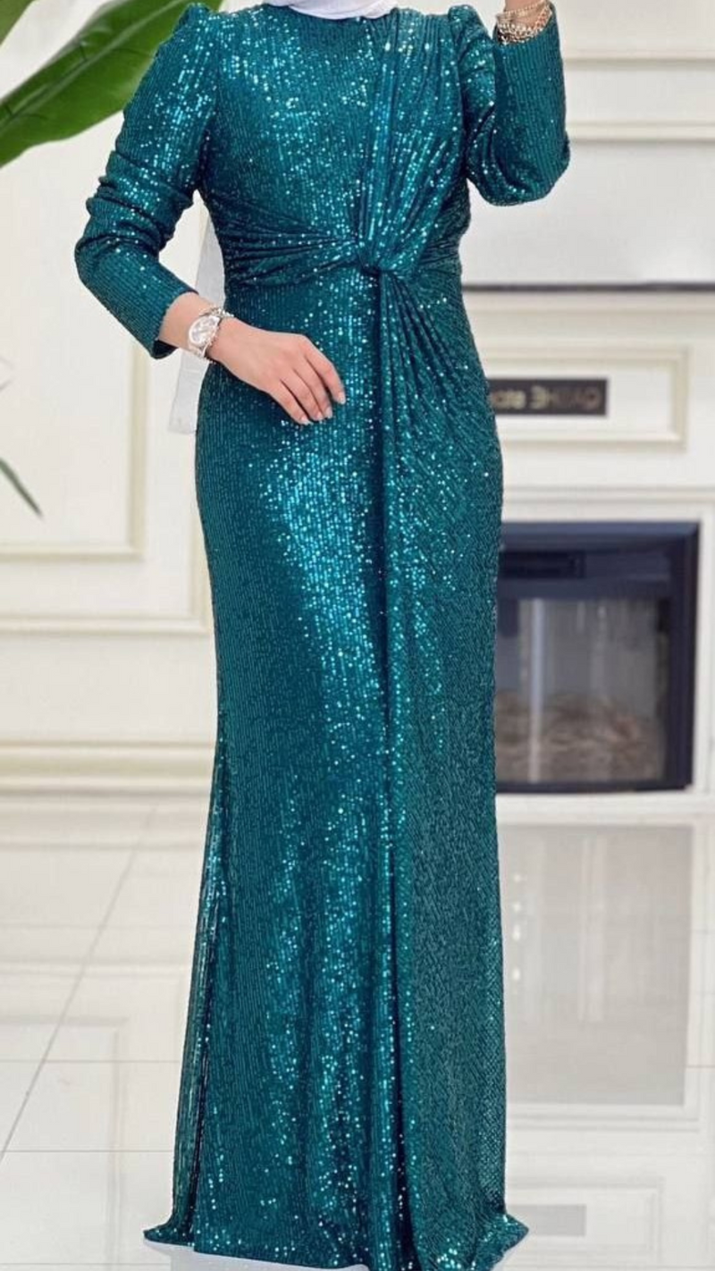 Emerald Sequin Party Dress