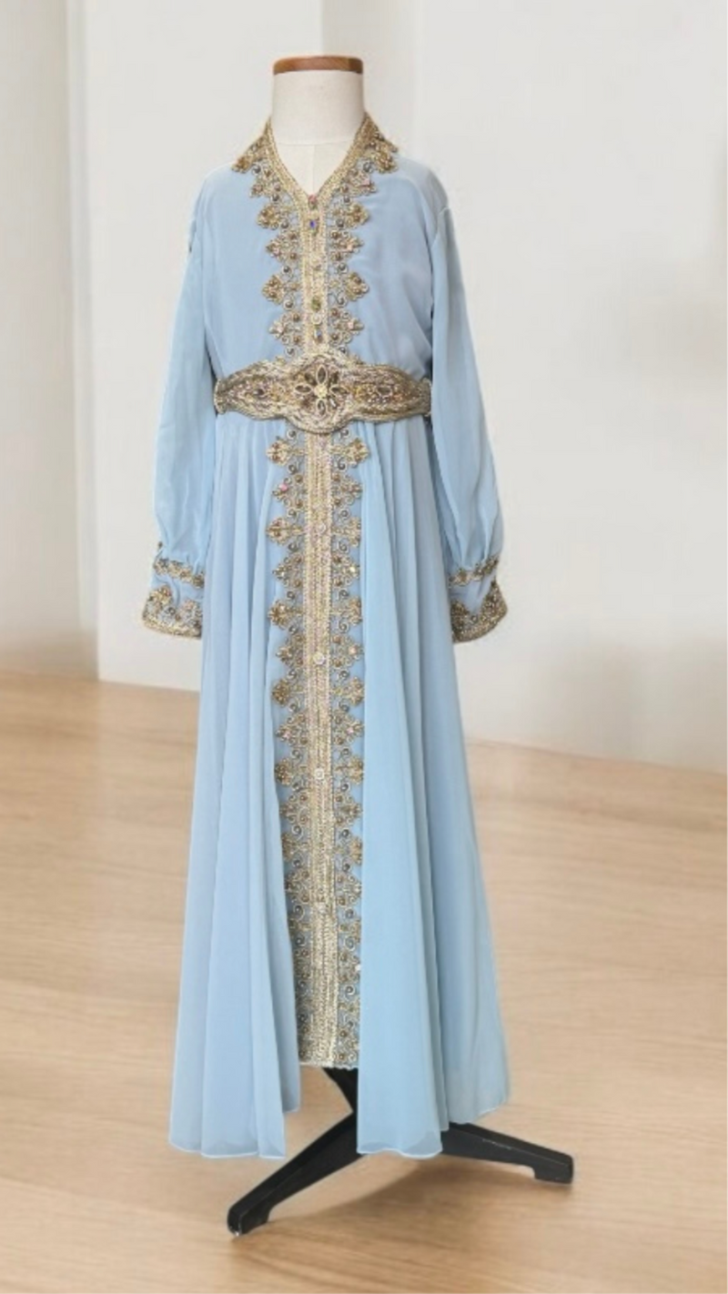 Girls Fancy Turkish Kaftan (Ice Blue)